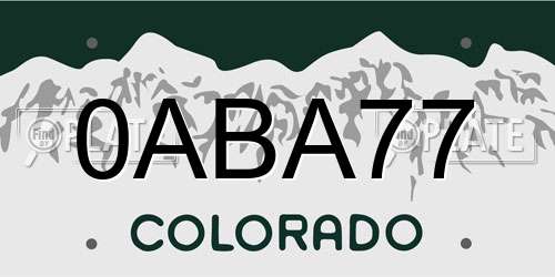 0ABA77 Colorado License Plate