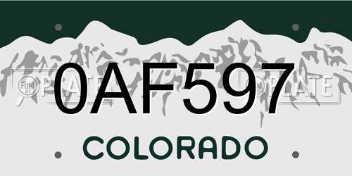 0AF597 Colorado License Plate