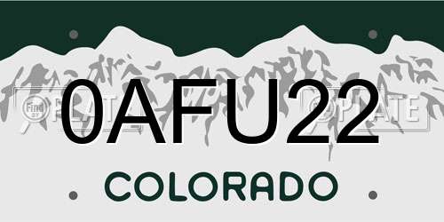 0AFU22 Colorado License Plate