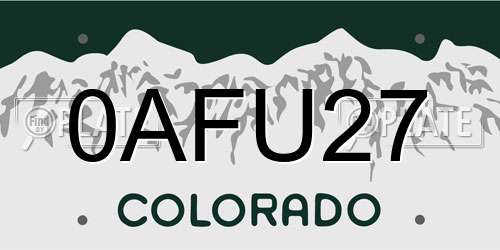 0AFU27 Colorado License Plate