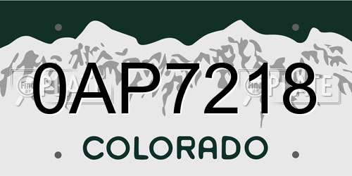 0AP7218 Colorado License Plate