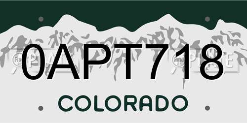 0APT718 Colorado License Plate