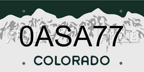0ASA77 Colorado License Plate