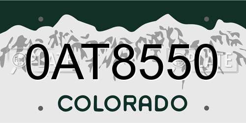 0AT8550 Colorado License Plate