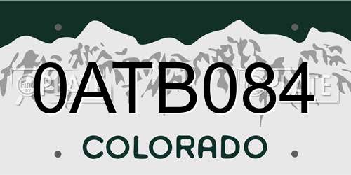 0ATB084 Colorado License Plate