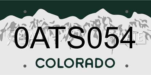 0ATS054 Colorado License Plate
