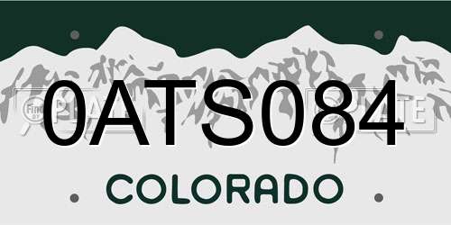 0ATS084 Colorado License Plate