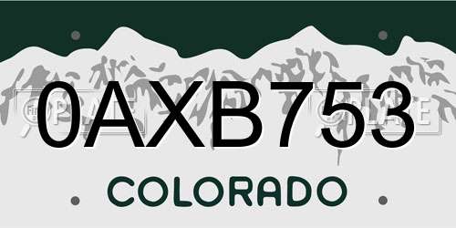 0AXB753 Colorado License Plate