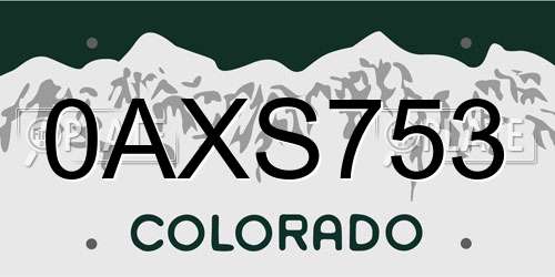 0AXS753 Colorado License Plate