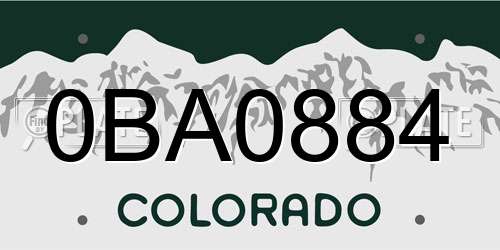 0BA0884 Colorado License Plate