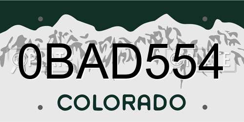 0BAD554 Colorado License Plate