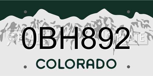 0BH892 Colorado License Plate