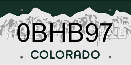 0BHB97 Colorado License Plate