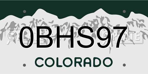 0BHS97 Colorado License Plate