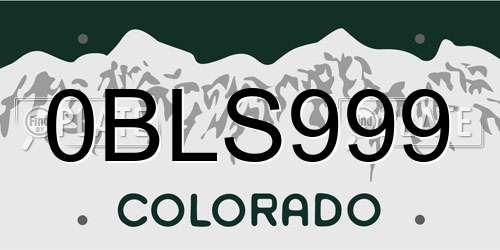 0BLS999 Colorado License Plate