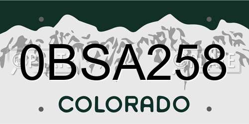 0BSA258 Colorado License Plate