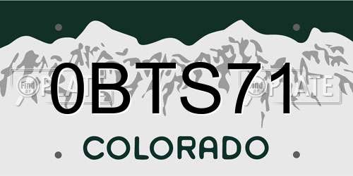 0BTS71 Colorado License Plate