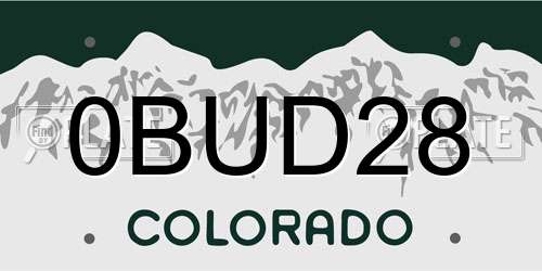 0BUD28 Colorado License Plate