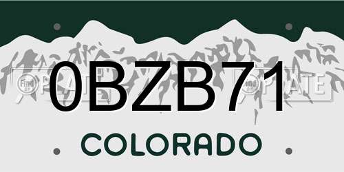 0BZB71 Colorado License Plate