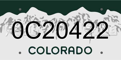 0C20422 Colorado License Plate