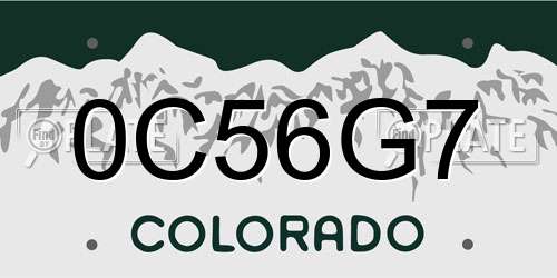 0C56G7 Colorado License Plate