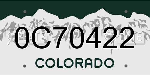 0C70422 Colorado License Plate