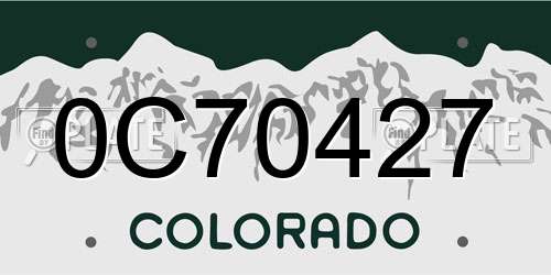 0C70427 Colorado License Plate
