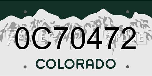 0C70472 Colorado License Plate