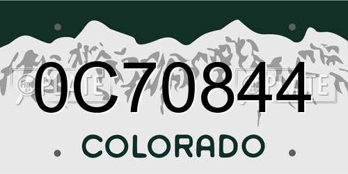 0C70844 Colorado License Plate