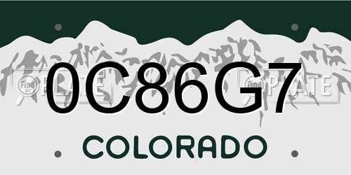 0C86G7 Colorado License Plate