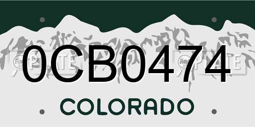 0CB0474 Colorado License Plate