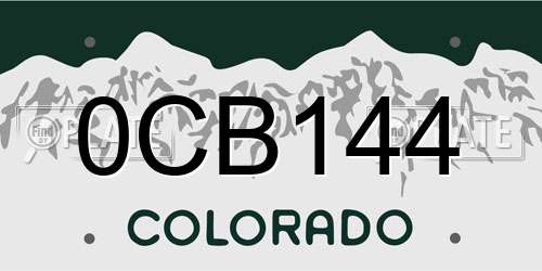 0CB144 Colorado License Plate