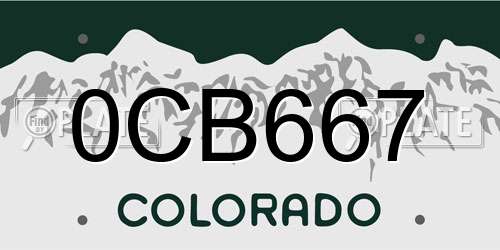0CB667 Colorado License Plate