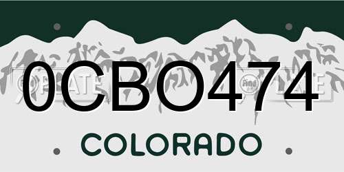 0CBO474 Colorado License Plate