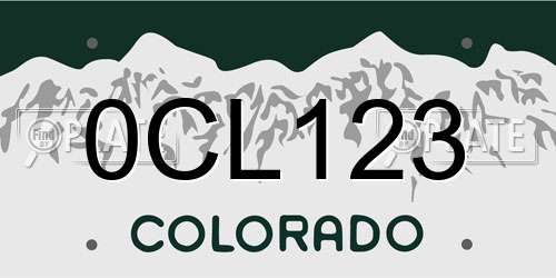 0CL123 Colorado License Plate