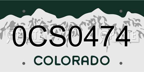 0CS0474 Colorado License Plate