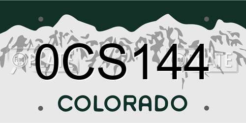 0CS144 Colorado License Plate