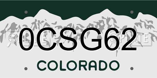 0CSG62 Colorado License Plate
