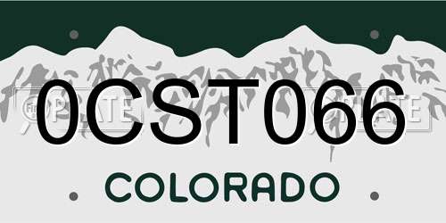 0CST066 Colorado License Plate