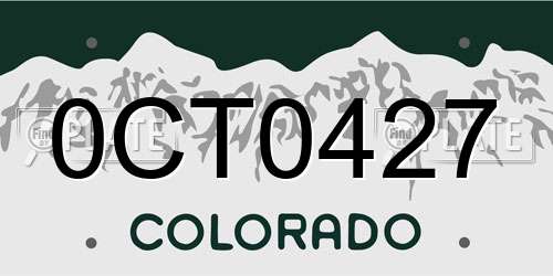 0CT0427 Colorado License Plate