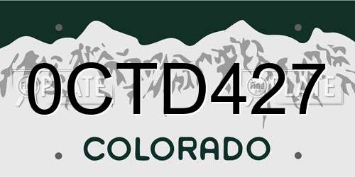 0CTD427 Colorado License Plate