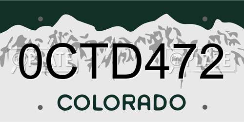 0CTD472 Colorado License Plate