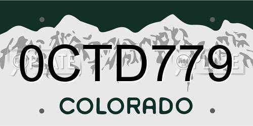 0CTD779 Colorado License Plate