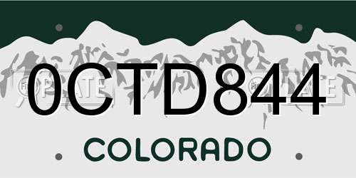 0CTD844 Colorado License Plate