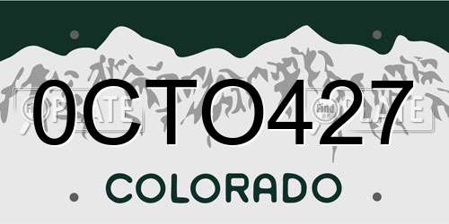 0CTO427 Colorado License Plate