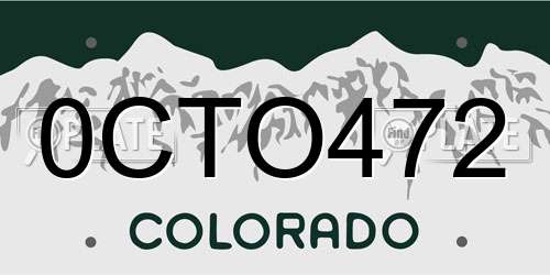 0CTO472 Colorado License Plate