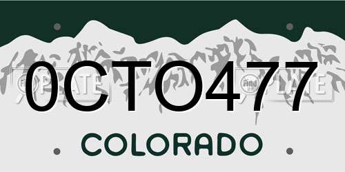 0CTO477 Colorado License Plate