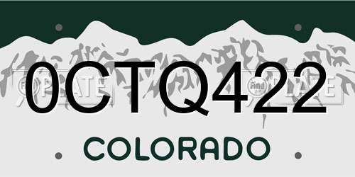 0CTQ422 Colorado License Plate