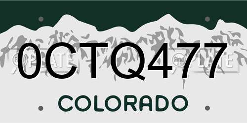 0CTQ477 Colorado License Plate