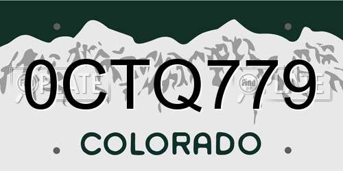 0CTQ779 Colorado License Plate